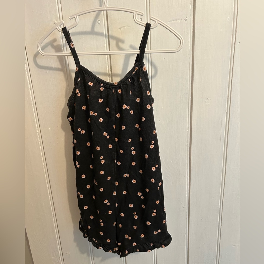 (3/$20) The Children's Place 3t black & pink floral spaghetti strap short romper